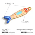 Bunter handgefertigter Fisch-Anhänger aus Edelstahl für maritimen DIY-Schmuckbau - Orange-Blau Bemalter Fisch (PJ94637) / 1 Stück