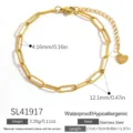 Elegante bracciale a catena in acciaio inossidabile dorato con ciondolo a cuore - Bracciale a Graffetta con Cuore (SL41917)