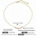 Collar de acero inoxidable chapado en oro 18k con colgante de barra curva piedras - Estilo Arreglo en Arco de Circonia Redonda (XL32332)