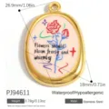 High-quality oval stainless steel pendant with rose design and motivational text in gold - Oval Flowers should bloom... Print Style (PJ94611)