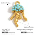 Goldener Quallen-Anhänger aus Edelstahl mit blauen Steinen, wasserfester und hypoallergener. - Quallen-Stil (PJ94523)