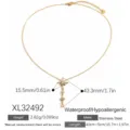 Gold-plated stainless steel Y-chain necklace featuring a sparkling star pendant - Eight-Pointed Star Style (XL32492)