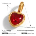 Eleganter roter Herz-Geburtsstein-Anhänger aus vergoldetem Edelstahl für DIY-Schmuck - Rotes Facettiertes Herz (PJ93998B)