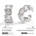 Stainless steel pear-shaped zircon ear cuff with silver finish, non-piercing design. - Water Drop Full Rhinestone Ear Cuff (EH12506S) / Silver