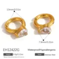 Gold stainless steel ear cuffs with teardrop zircon hypoallergenic jewelry SKU EH12422G - Water Drop Rhinestone Ear Cuff (EH12422G) / Gold