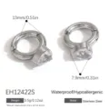 Hypoallergenic silver stainless steel ear cuff with teardrop cubic zirconia stone - Water Drop Rhinestone Ear Cuff (EH12422S)