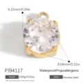 Round clear crystal birthstone charm in gold stainless steel for DIY jewelry making - Round Large Rhinestone Style (PJ94117)