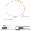 Gold plated stainless steel Y-necklace with starburst and teardrop zircon pendant - Teardrop Star Pendant Necklace (XL32413)