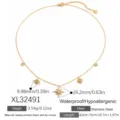 Gold plated stainless steel necklace with sparkling eight-pointed star pendants - Multi-Pendant Starburst Necklace (XL32491)