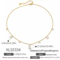 Collar de acero inoxidable bañado en oro con colgantes de circonita y datos del modelo - Estilo Perlado de Circonia de Lágrima y Redonda (XL32334)
