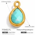 Teardrop natural stone turquoise pendant with gold-plated stainless steel frame - Water Drop Shape (PJ94617C) / 10.6x6.68mm / Turquoise (PJ94617C)