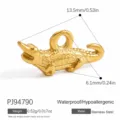 Pendentif crocodile détaillé en acier inoxydable doré pour la création de bijoux - Style Crocodile (PJ94790)