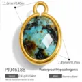 Gold plated stainless steel oval natural stone pendant charm for DIY jewelry making - Oval Shape (PJ94618B)