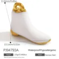Pendentif chaussure élégant en émail blanc et acier inoxydable doré pour bijoux DIY - Style Botte (PJ94793A)
