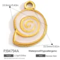 Pendentif en acier inoxydable en forme de coquille dorée avec incrustation pailletée - Style Escargot de Mer (PJ94794A)