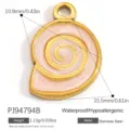 Pendentif coquille rose pailleté en acier inoxydable doré pour la création de bijoux DIY - Style Escargot de Mer (PJ94794B)