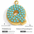 Ciondolo lettera Q in acciaio inossidabile dorato con perline turchesi per DIY. - Alfabeto Q (PJ94651Q)