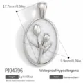 Pendentif tulipe ovale en acier inoxydable pour création de bijoux DIY - Style Tulipe (PJ94796)