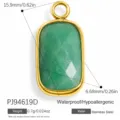 Green natural stone rectangular pendant charm with gold-plated stainless steel base - Rectangular Style (PJ94619D)