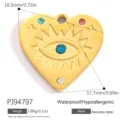Pendentif cœur en acier inoxydable avec œil protecteur et cristaux pour bijoux DIY - Style Cœur Œil Mauvais (PJ94797)