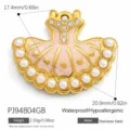 Élégant pendentif en forme de robe en acier inoxydable avec perles et strass pour bijoux - Style Tutu de Ballet (PJ94804GB)