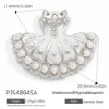 Élégant pendentif robe de ballerine en acier inoxydable avec perles blanches et strass brillants - Style Tutu de Ballet (PJ94804SA)