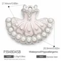 Pendentif robe tutu rose avec perles et cristaux, accessoire DIY en acier inoxydable - Style Tutu de Ballet (PJ94804SB)