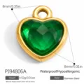 Pendentif cœur en cristal vert et acier inoxydable doré pour création de bijoux - Style Cœur (PJ94806A)