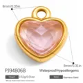 Pendentif cœur en acier inoxydable doré avec cristal rose pour DIY - Style Cœur (PJ94806B)