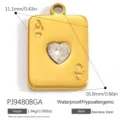 Pendentif As de Cœur en acier inoxydable avec cristal en forme de cœur pour bijoux DIY - Style Carte de Poker As de Cœur (PJ94808GA)
