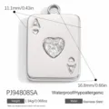Pendentif carte à jouer as de cœur en acier inoxydable avec cristal pour bijoux DIY - Style Poker As de Cœur (PJ94808SA)