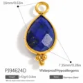 Blue lapis lazuli teardrop pendant in gold stainless steel for DIY jewelry making - Water Drop Shape (PJ94624D)