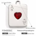 Pendentif As de cœur en acier inoxydable avec gemme rouge pour bijoux DIY - Style Poker As de Cœur (PJ94808SC)
