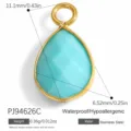 Light blue teardrop natural stone pendant with gold stainless steel frame and loop - Water Drop Style (PJ94626C)