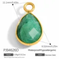 Elegant green natural stone teardrop pendant with gold-plated stainless steel base for DIY jewelry - Water Drop Style (PJ94626D)