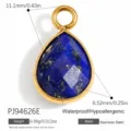 Teardrop natural blue lapis lazuli stone pendant with gold stainless steel frame for DIY jewelry - Water Drop Style (PJ94626E)