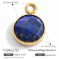 Faceted lapis lazuli round pendant in golden stainless steel frame for DIY jewelry - Round Style (PJ94627D)