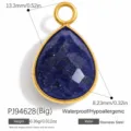 Teardrop-shaped lapis lazuli pendant with gold stainless steel frame for DIY jewelry - Water Drop Style (PJ94628(Big))