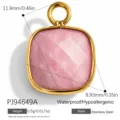 Square pink natural stone pendant with gold stainless steel frame for DIY jewelry making - Square Style (PJ94649A)