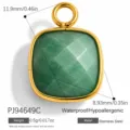 Green square natural stone pendant with gold stainless steel frame SKU PJ94649C - Square Style (PJ94649C)