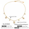 Collar de acero inoxidable chapado en oro con colgantes de estrella de ocho puntas y circón - Estilo Circonia de Estrella de Ocho Puntas y Redonda (XL32363)