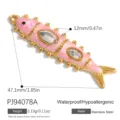 Colgante de pez rosa de acero inoxidable con cristales para joyería DIY - Estilo Pez Rosa(PJ94078A)