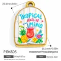 Ciondolo tropicale in acciaio inossidabile per gioielli fai-da-te con design ananas - Ananas Tropicale (PJ94505)