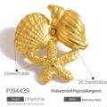 Premium gold stainless steel starfish and shell decorative buckle for DIY flip flop shoes - Marine Elements Combo Style (PJ94439)