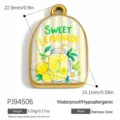 Ciondolo ad arco in acciaio inossidabile con grafica Sweet Lemonade - Limonata Dolce (PJ94506)