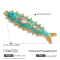 Colgante único de acero inoxidable con forma de pez turquesa y cristales finos - Estilo Pez Azul(PJ94078C)