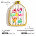 Ciondolo in acciaio inossidabile con motivo di pittura a olio di gelato per fai da te - Gelato (PJ94507)