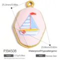 Ciondolo a forma di barca a vela in acciaio inossidabile stile pittura a olio per gioielli DIY - Barca a Vela (PJ94508)
