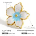 Enamel flower shoe charm accessory with stainless steel base and waterproof design - White and Blue Gradient Flower Style (PJ94497B)