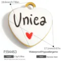 Pendaglio a forma di cuore in acciaio inossidabile con testo Uniea e cuore rosso - Stile a Forma di Cuore Uniea (PJ94463)